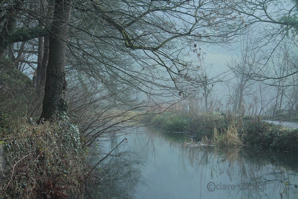 Claire Simpson, photograph, Winter fog, Cromford Canal,
